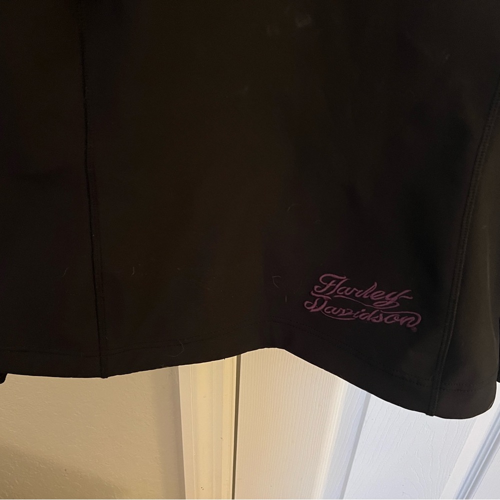 Harley-Davidson women's black softshell jacket purple-gray damask w skull motif - Picture 6 of 7